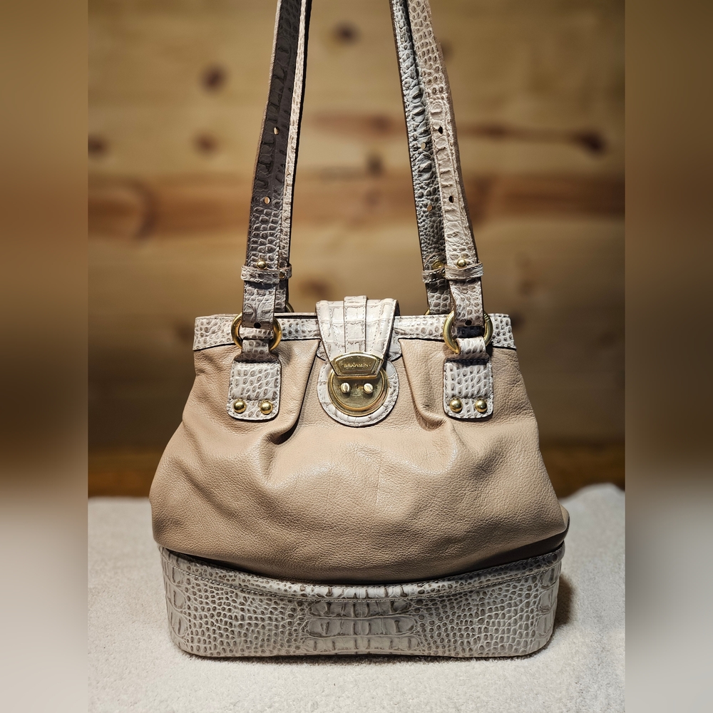 Vintage Brahmin Miriam Matia Leather And Croc Shoulder Bag